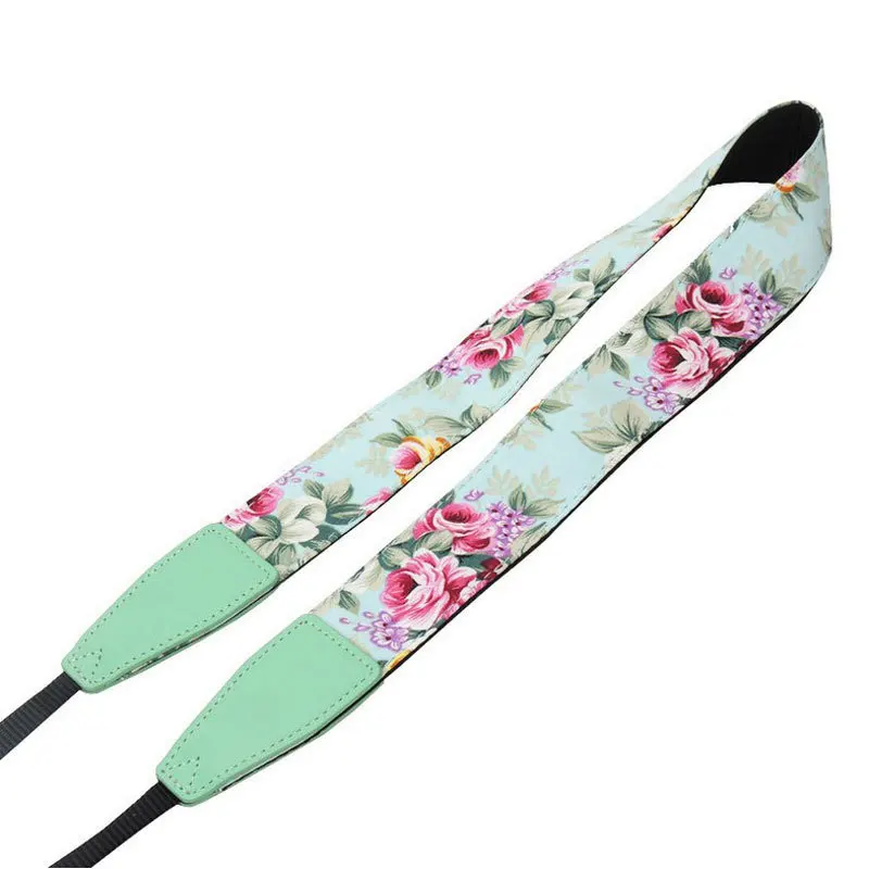 2022 Hot Sale Fashion Lightweight Flower Adjustable Leather Ends Neck Shoulder Wrist Camera Strap For Woman High Quality