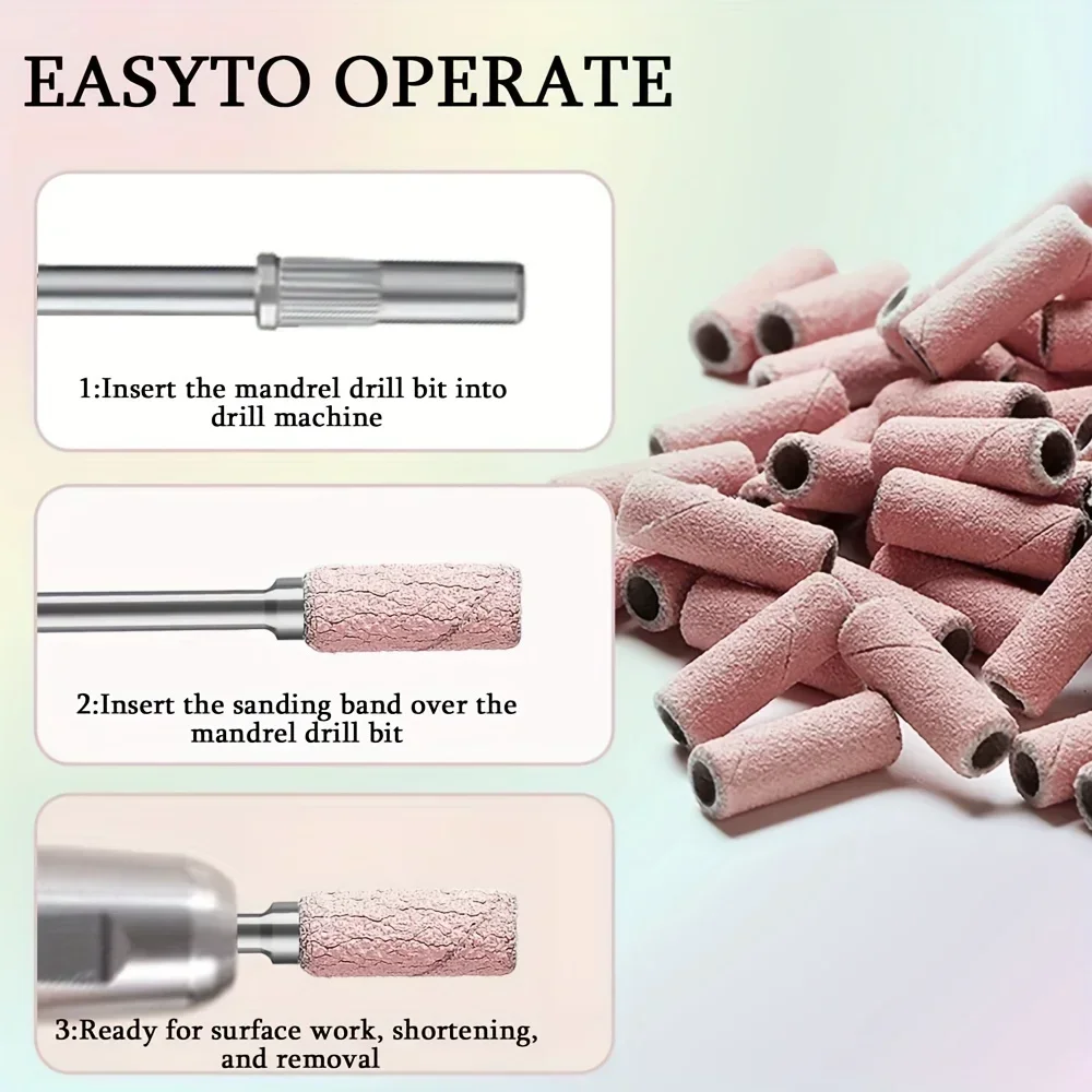 100Pcs Professional Nail Drill Sanding Bands, Unscented Nail Drill Bits for Manicure and Pedicure Tools 3