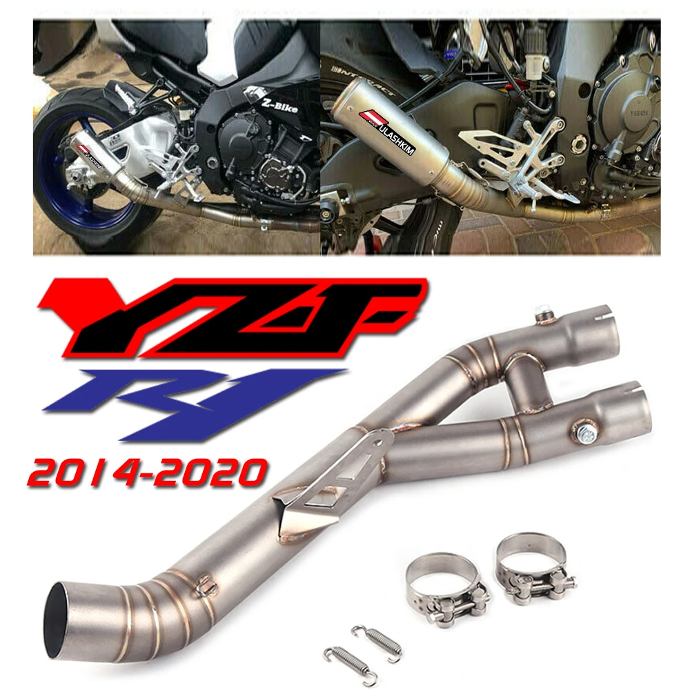 Titanium Slip On For Yamaha R1 Full System Exhaust Muffler Middle Link