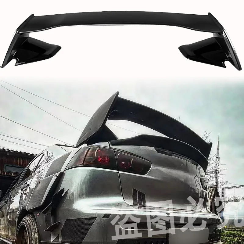 Spoiler nero 2008-2015 Materiale ABS Colore non verniciato Decorazione coda auto Spoiler bagaglio posteriore Ala per Mitsubishi LANCER EVO - immagine 4