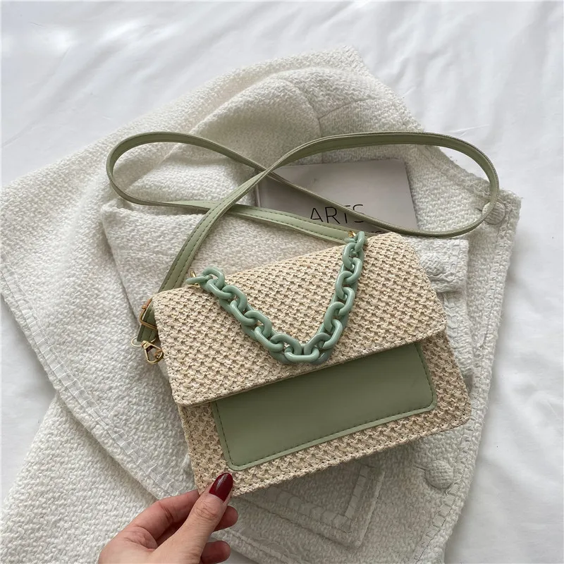 

Women's new trend all-match portable fashion small square bag chain straw bag women's shoulder messenger bag