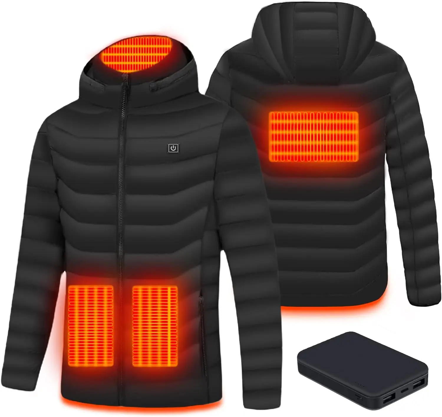 

Jacket with 10000mAh Battery Pack,Lightweight Heating Jacket with 3 Heating Levels 4 Heating Zones,Washable Heated Coat for Men