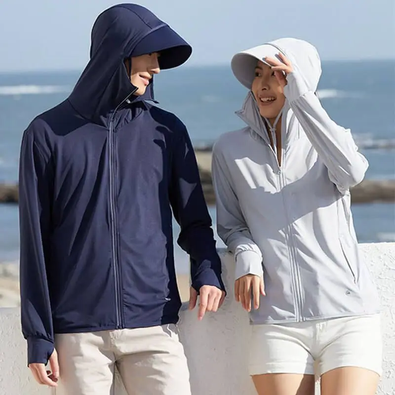 

Summer Ice Silk Sunscreen Clothing Mens women s Detachable Large Brim UPF50 Ice Silk Sunscreen Clothing