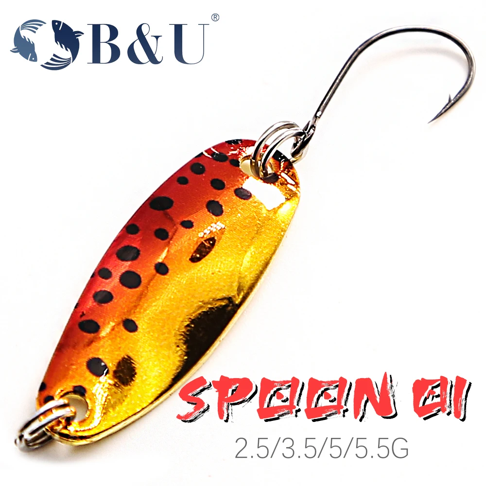 

B&U Peche Leurre Pesca SPOON 2.5g 3g Spoon Bait With Owner Hook Copper Stream Metal Fishing Lure For Trout Chub Perch Salmon