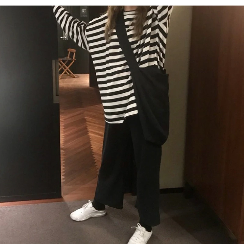 Spring Autumn Women Harajuku Striped T shirt Short Moose Knuckles Jackets for Women Korean Casual Oversized T shirt Short Femme Black Tops 15 S45b2c79c339b46e7a237ccb56f33c845t