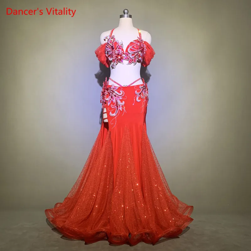 

Комплект одежды для танца живота, соблазнительный высококачественный лифчик и длинная юбка, костюм для выступлений, для женщин, детей и взрослых