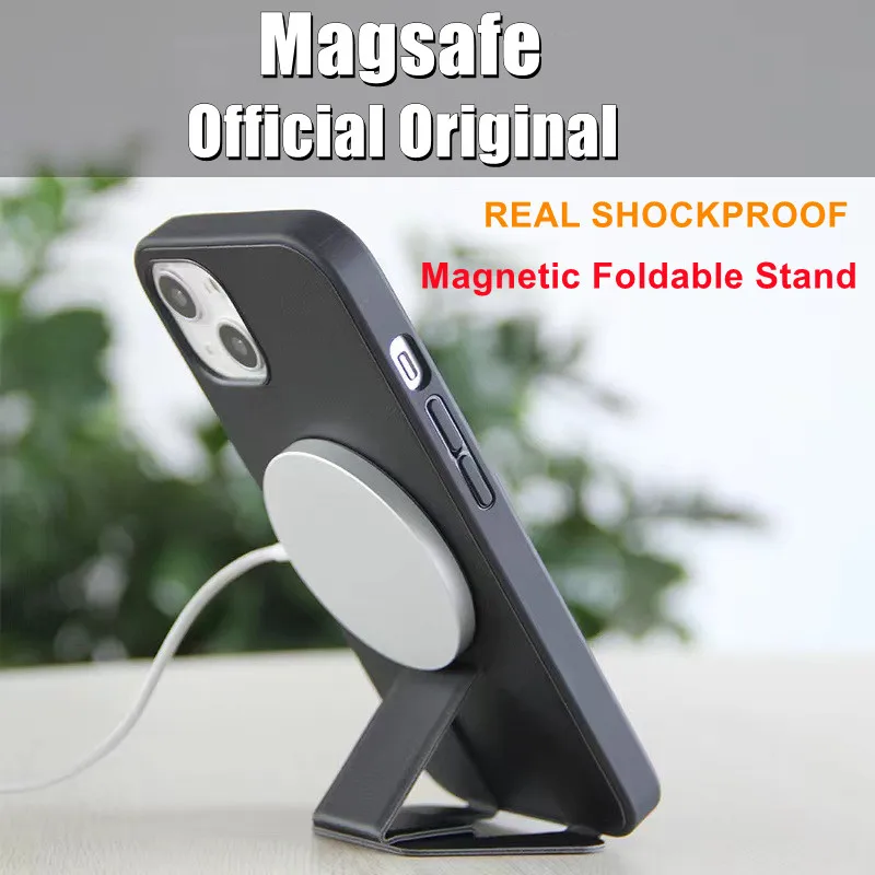 Custodia Magnetica Pieghevole In Pelle Pu Per Iphone 14 13 Pro Max Cover Per Magsafe Wireless Charger Custodia Per Smartphone Supporto Per Telefono