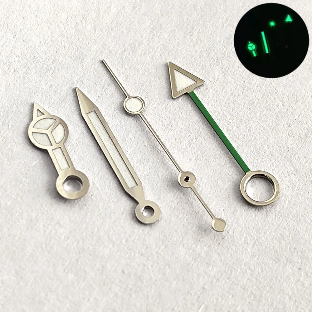 Enhanced GMT Luminous Watch Hands in Blue & Green