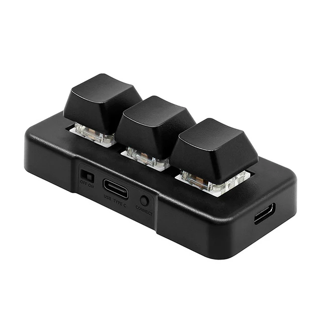 MK321BT 3-key Mini Customized Keyboard with Mechanical Blue Switch USB+BT Dual-mode Connection for Office Game Multimedia