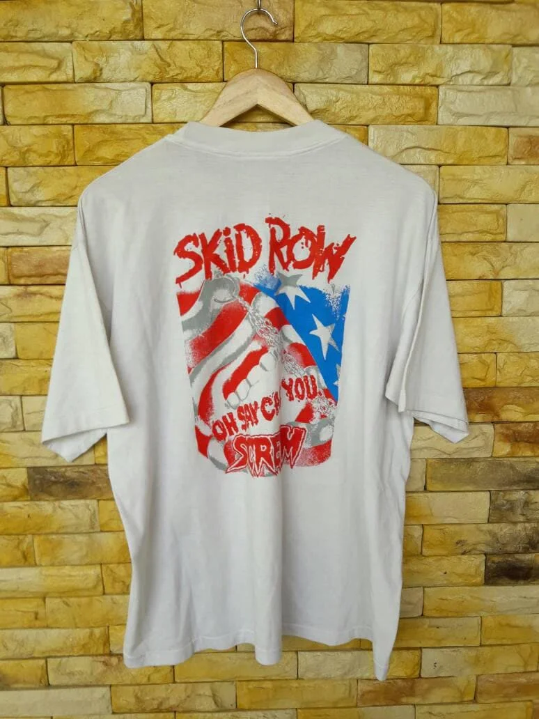 Vintage Anni '80 Skid Row Band Promo Tour Concert Album Tshirt Size