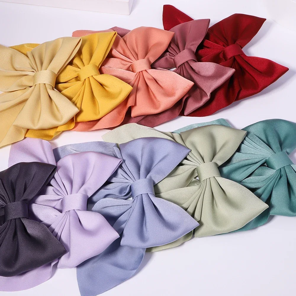 Sweet Bows Hairpins Solid Color Bowknot Hair Clips For Girls Satin Butterfly Barrettes Duckbill Clip Kids Hair Accessories hair clips hair accessories