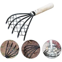 Sturdy Compact Claw Rake with Mesh Net 5-Tine Clamming Claws Long Handled Shell Clam Digger 15 Inch Hand Rake 2