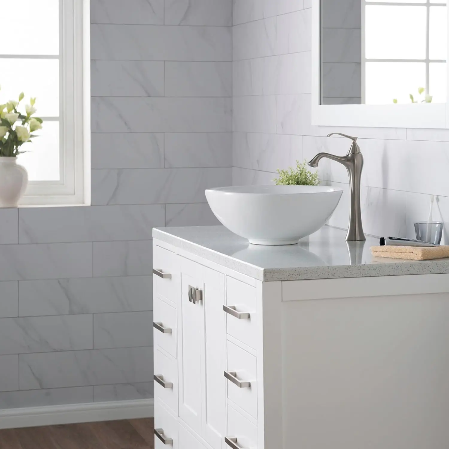 KRAUS Elavo Round Vessel White Porcelain Ceramic Bathroom Sink, 16 inch KCV-141 4