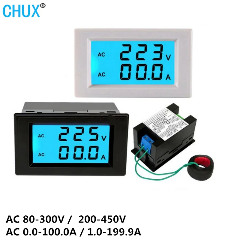 

D85-2042A AC Voltage LCD Digital Meter Ammeter 200-450V 199.9A 100A 80~300V Voltmeter Current Amps Volt Meter Panel Monitor