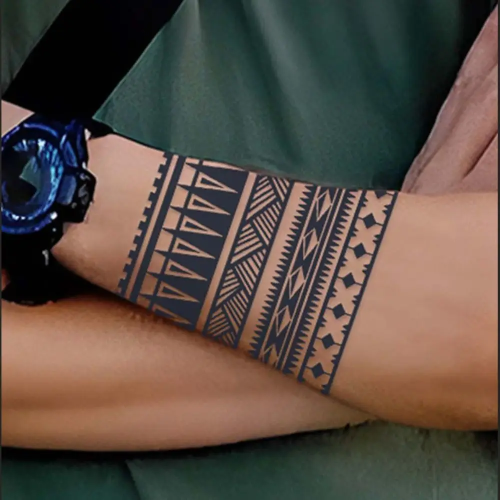 8PCS Whales/Waves Pattern Temporary Tattoo Stickers Waterproof 3D Texture Stripe Tattoo Stickers Colorful Small