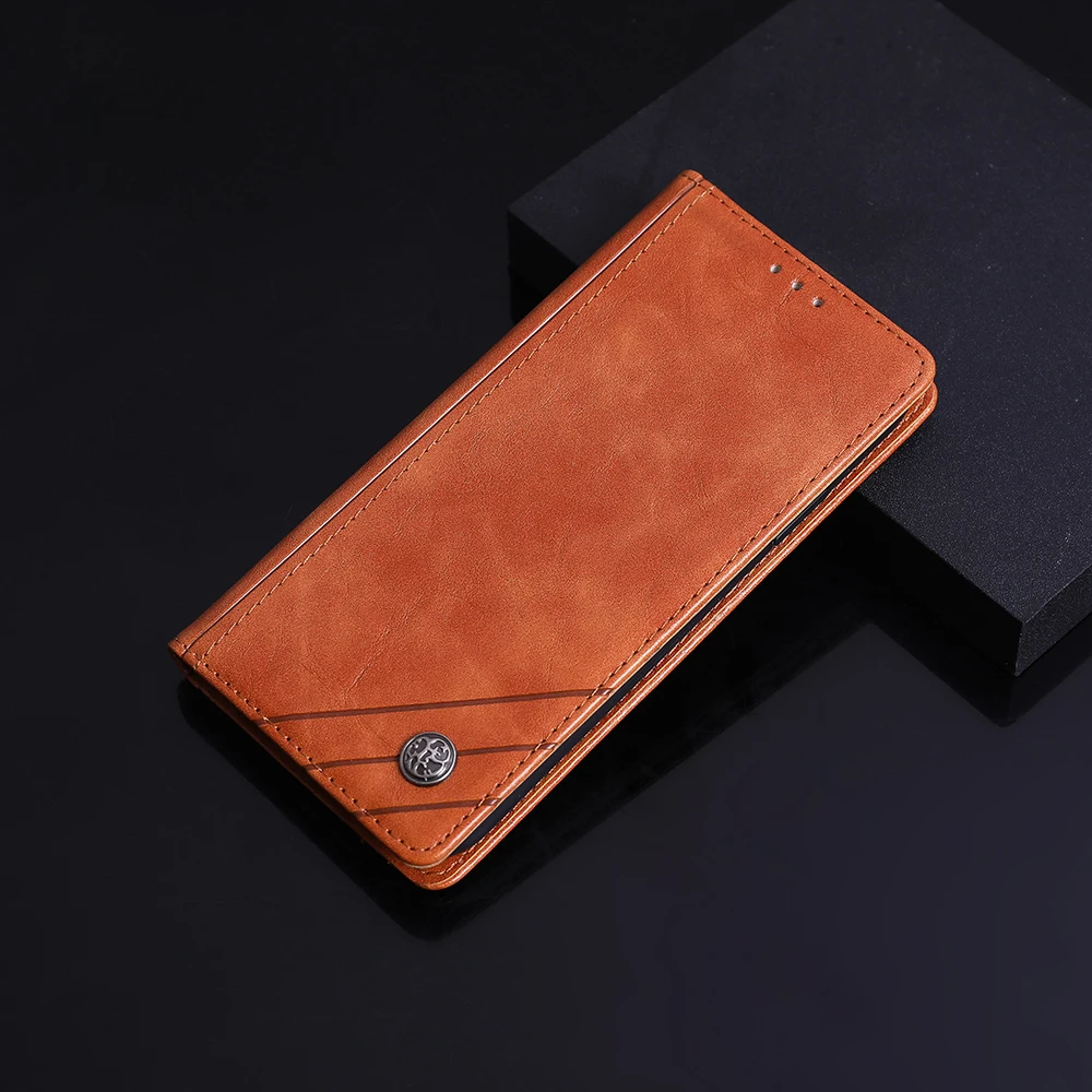 Magnetic Card Flip Leather Phone Case with Book-Style Design and Back Skin Pouch