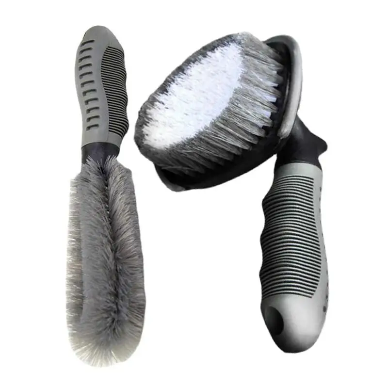 

Car Wash Wheel Brush Kit 2 Pieces Wheel Wand Car Detailing Brush Beauty Handle for Wheel Hub Durable Auto Tire Cleaning Tool