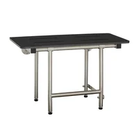 ADA Bariatric Folding Wall Mount Shower Bench 1000lb Capacity Matte Black Phenolic Seat 1
