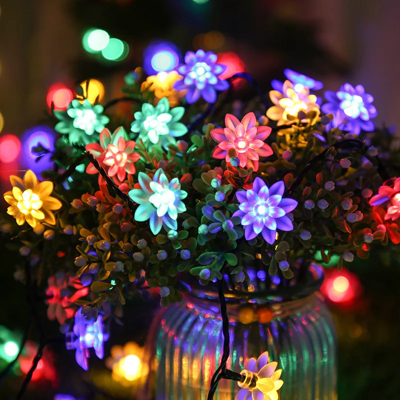 Solar Garlands Light 5m 7m 12m Snowflake Flower Solar Lamp Power LED String Fairy Lights Garden Christmas Decor for Outdoor solar wall lights outdoor Solar Lamps