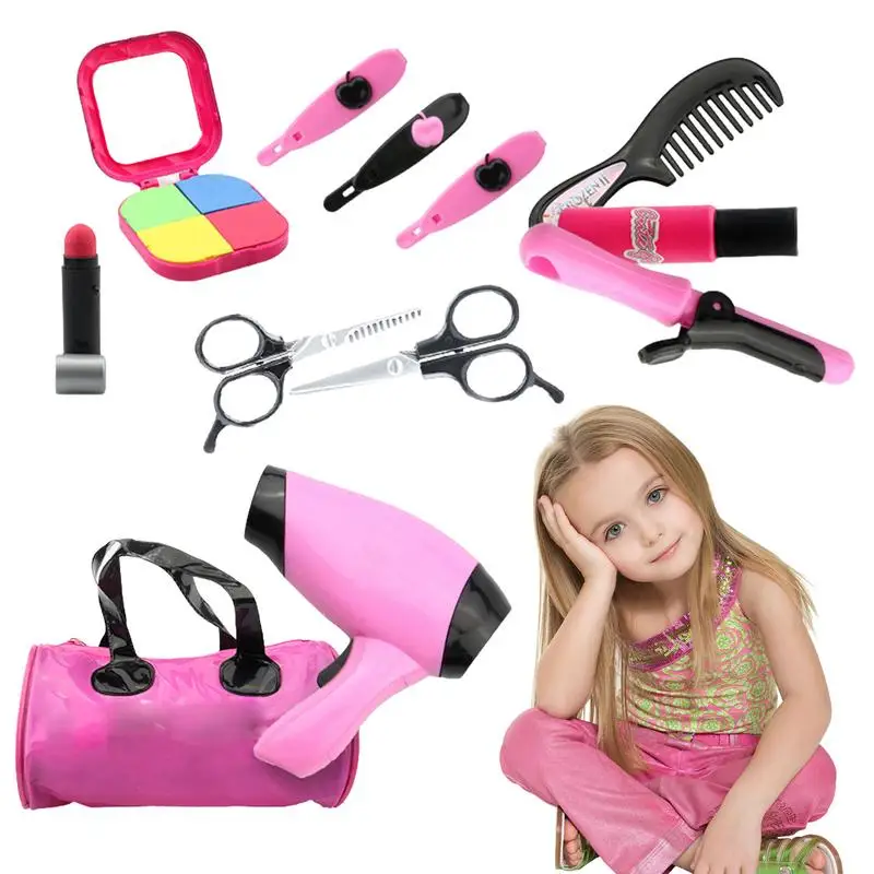 

Pretend Makeup Set Kids Hairdressing Play Set Pretend Role Play Makeup Accessories Playset For Children Girls Birthday Gift