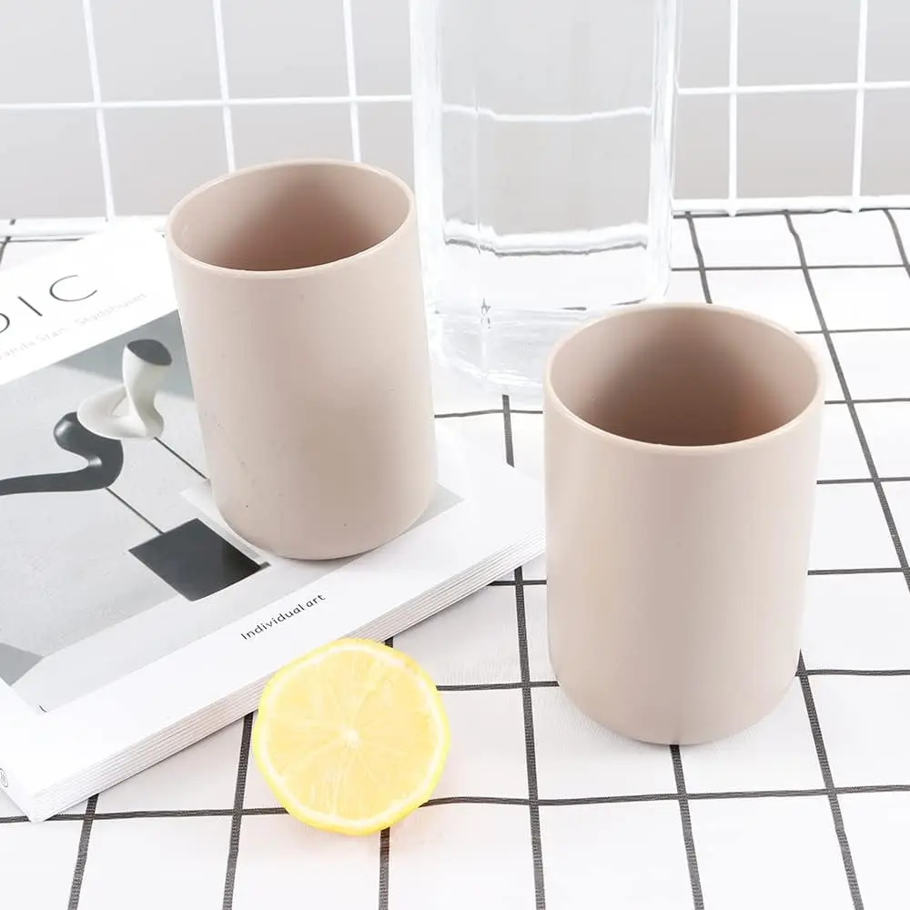 Bathroom Tumblers 2Pcs, Mouthwash Cup, Toothbrush Holders, Drink Mug, Pen Holder, Unbreakable Dishwasher Safe