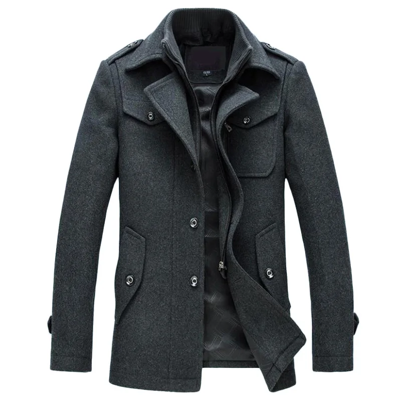 

Mens Overcoat Winter Wool Coat Slim Fit Jackets Fashion Outerwear Warm Man Casual Jacket Overcoat Pea Coat Plus Size M-4XL