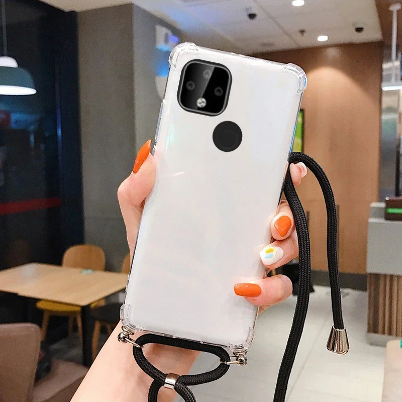 Shockproof Transparent Silicone Crossbody Lanyard Case - Soft Cover