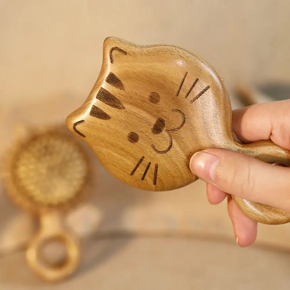 New Sandalwood Sandalwood Hair Comb Anti Static Cat Shaped Hair Comb Wooden Massage Comb Hairbrush