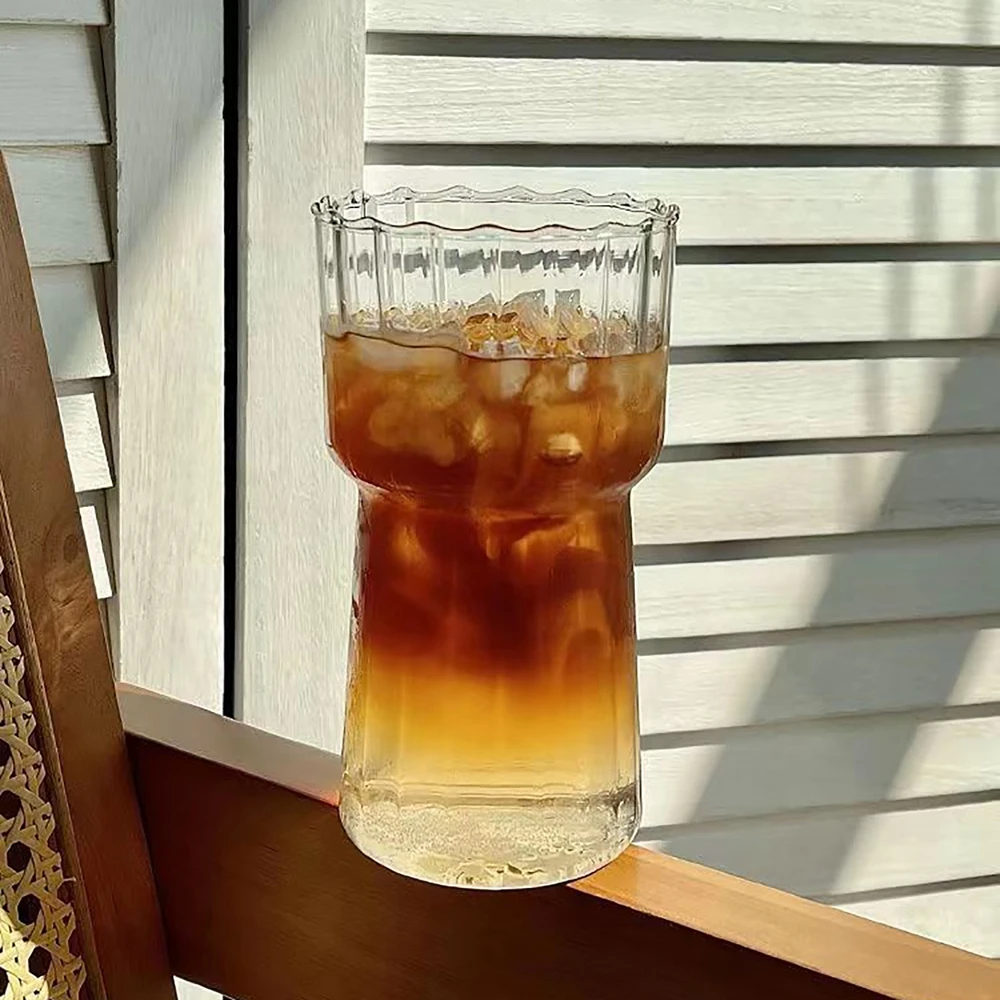 Transparent Striped Coffee Glasses High Color Niche Heat Resistant Explosion Proof High Silicon Boron Juice Mugs