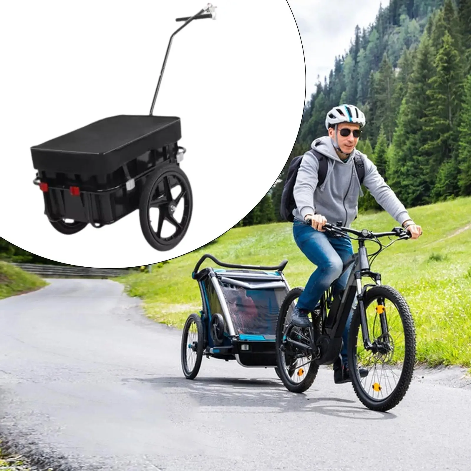 Bike Cargo Trailer Universal Bicycle Wagon Cart Travel Transport Towable Pet Cart for Outdoor Camping Pinic Shopping Trips