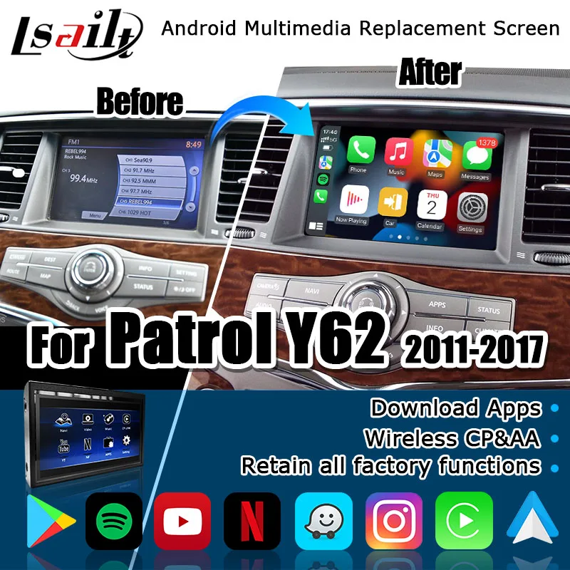 

Lsailt CP AA Android сменный экран для Nissan патруль Y62, Infiniti QX80 QX56 2010-2015 IPS HD экран с Google Play