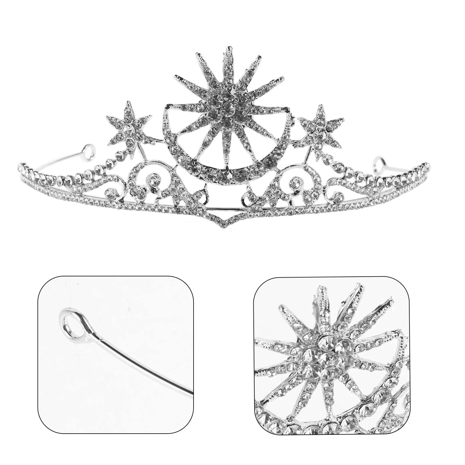 Tiara with Stars Hair Jewelry Crown for Women Halloween Wedding Headbands Bride Silver Bridal 2