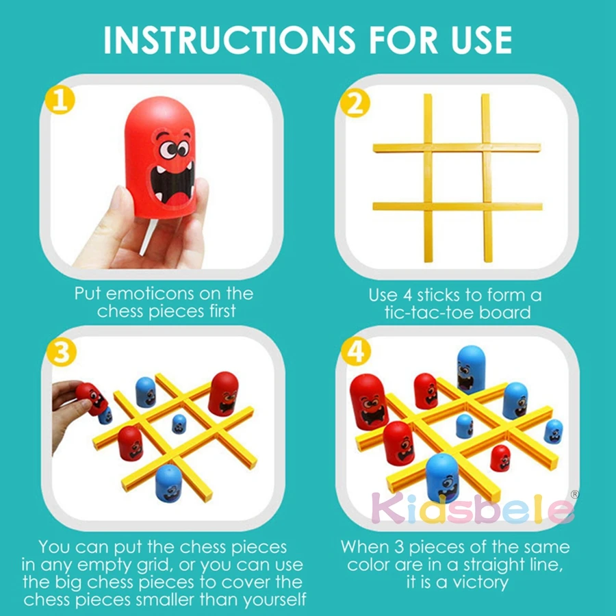 Tic-Tac Toe Toy Board Game Big Eat Small Game Parents Child Interaction Children's Games Education Toys Party Tabletop Games 5