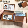 WESTAL RFID Men's Leather Wallet for Card Holders Slim Wallets with Photo Windom ID Purse Short Wallet Clutches Money Bags 1