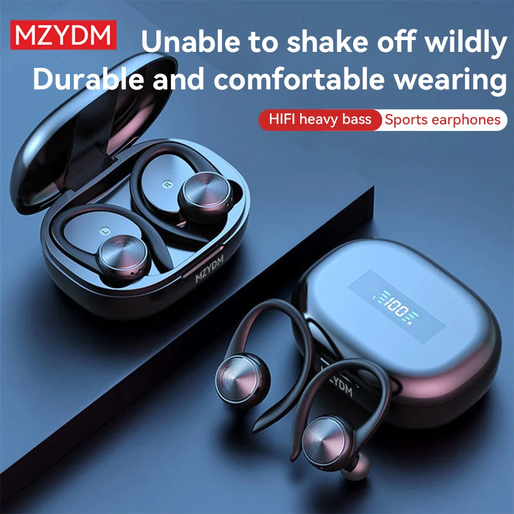 TWS Wireless Bluetooth Sports Earbuds with EarHooks - Waterproof, HiFi Stereo, Open-Ear Design