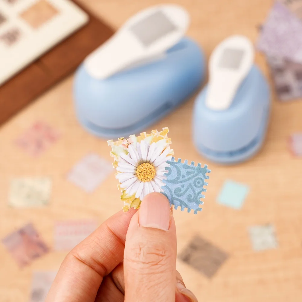 미니 우표 펀치 1.8x2.1cm/2.5x2.9cm 레버형 엽서 티켓 펀처 (스크랩북킹, 카드 제작, 종이 공예용)