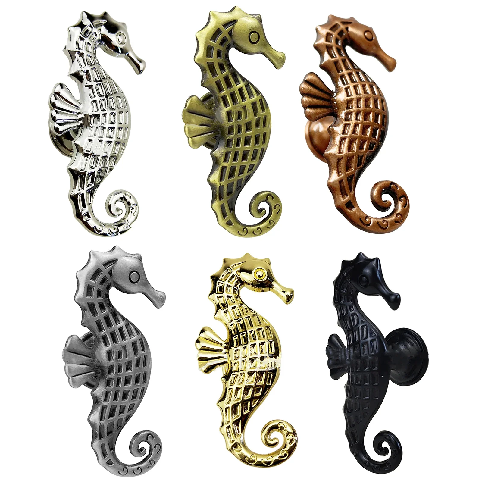 Boutons De Tiroir Thème Marin - 12 Modèles (Poulpe, Crabe, Baleine, Étoile De Mer...), En Argent, Vis Incluses (3-4 Cm) - 8