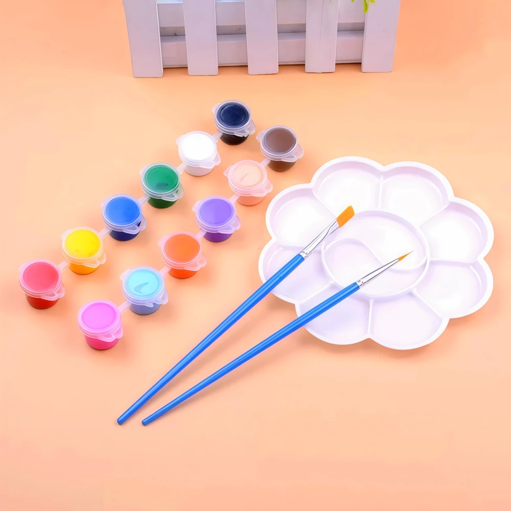Acrylic Pigment Set 12 Color Watercolor Painting Pigment Set Stone Ceramic Painting Color Painting Paint with Built-in Brush