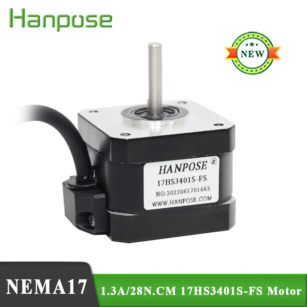 Шаговый двигатель HANPOSE Nema17, 1,3 А, 28 Н. См, 17 hs3401s-fs для 3D-принтера, водонепроницаемый двигатель с ЧПУ XYZ, невыпадающий шаговый двигатель, 12 В
