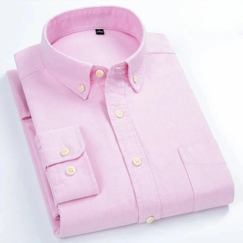 100% cotton oxford long-sleeve shirts men soft single pocket casual tops fashion striped elegant clothes Cotton Shirt Long Sleeve Shirt Men Casual Shirt