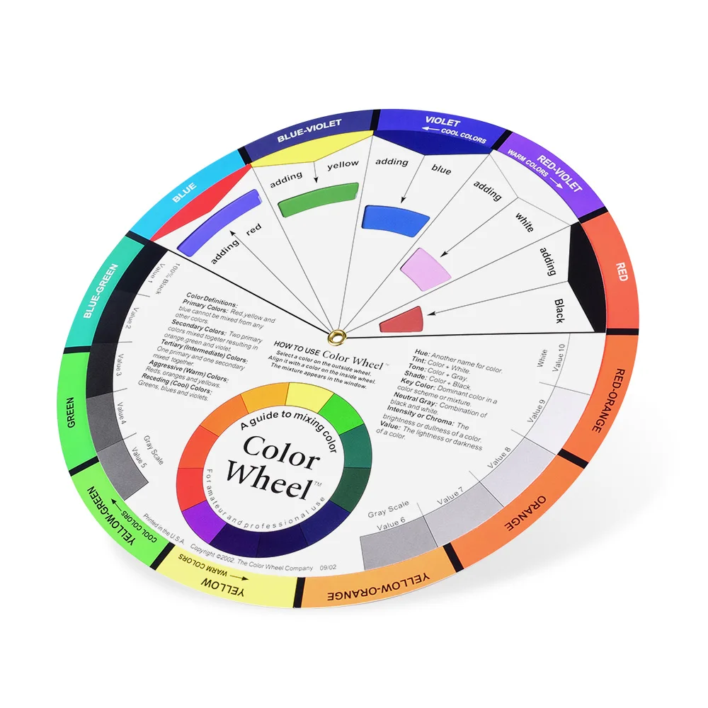 Color Wheel 12-Color Rotatable Card for Color Matching Basic Chart Mixing Card Tattoo Nail Art Mixing Palette