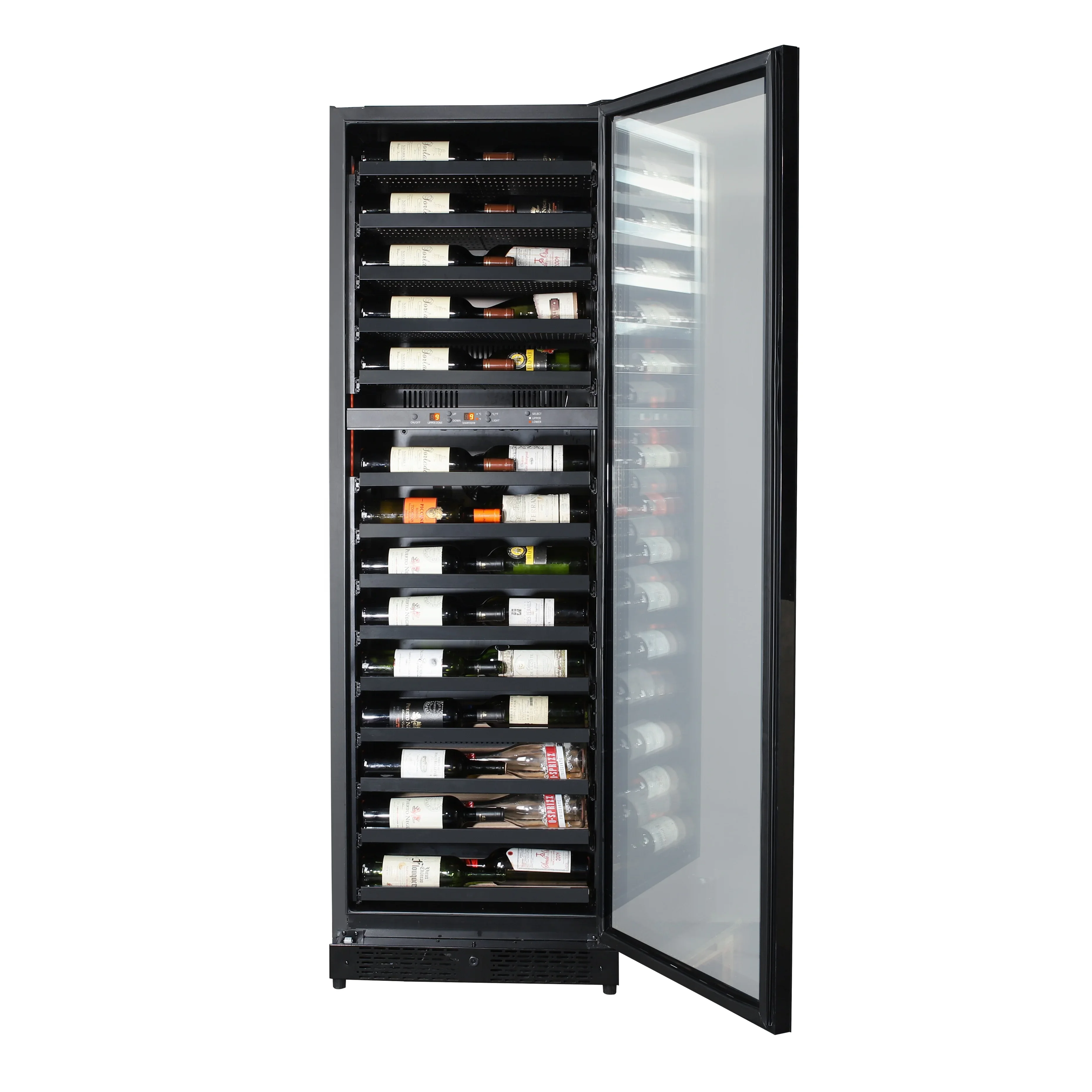 Large Narrow Built in New Fasion 54 Bottles Invert Compressor Glass Door Wine Cooler Refrigerator