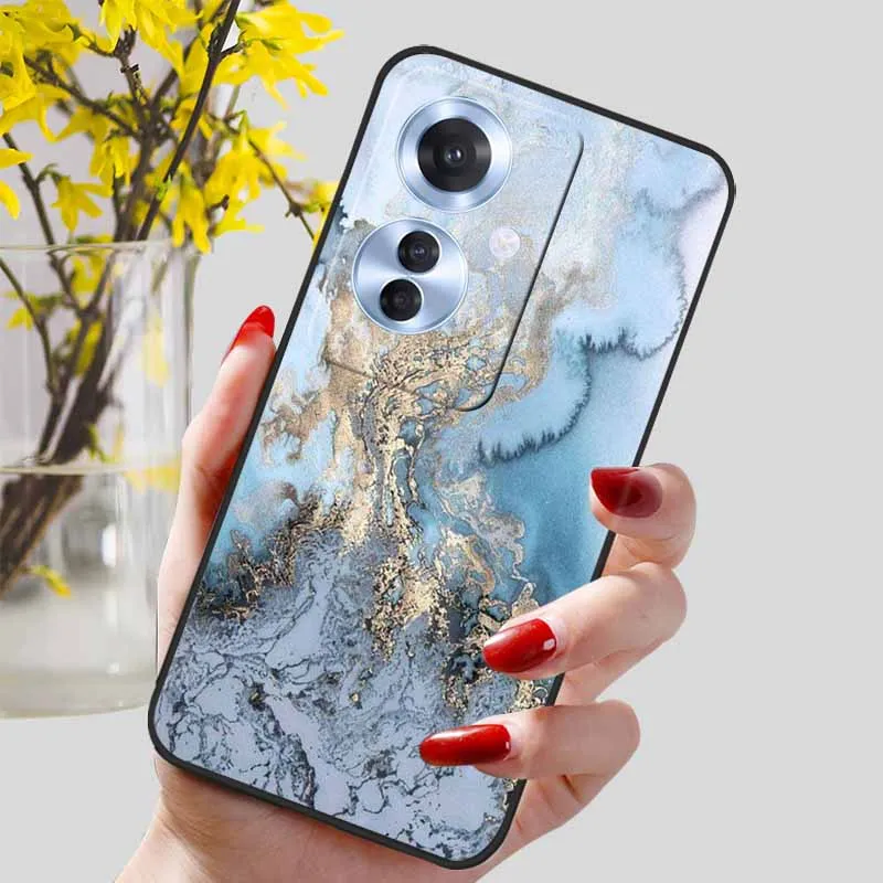 Black Marble Print Silicone Phone Cover - Fashionable Protective Shell and Soft TPU Case