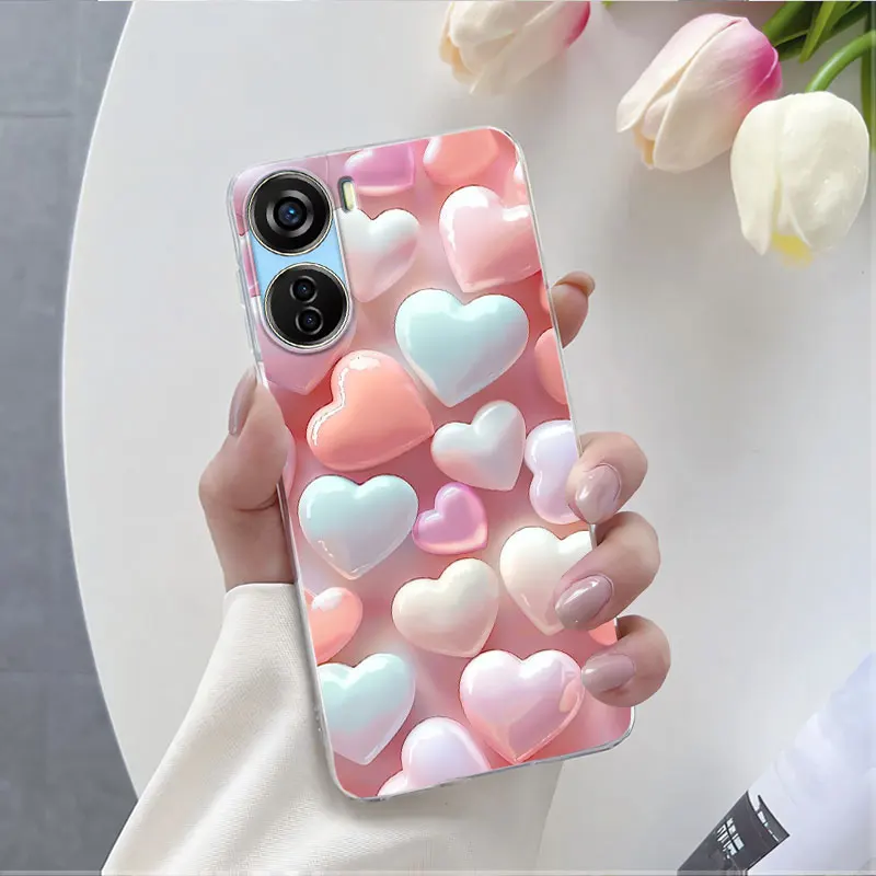 Luxury Marble Flower Transparent Soft Silicone Phone Case