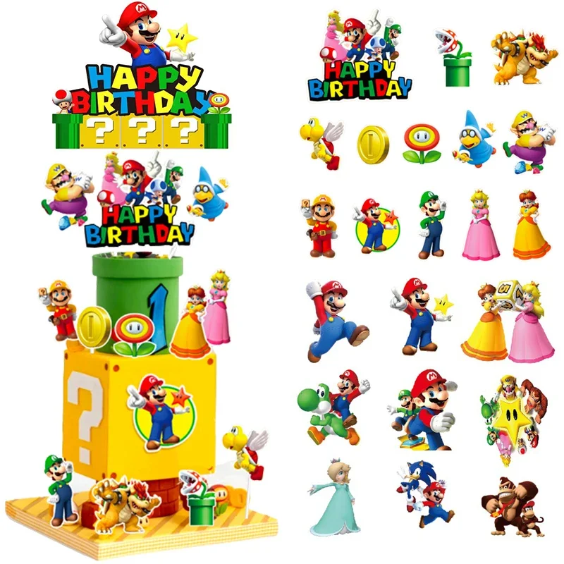Topper Per Torta Super Mario - Set Da 7 Decorazioni In Plexiglass Per Feste Di Compleanno Bambini - Foto 11