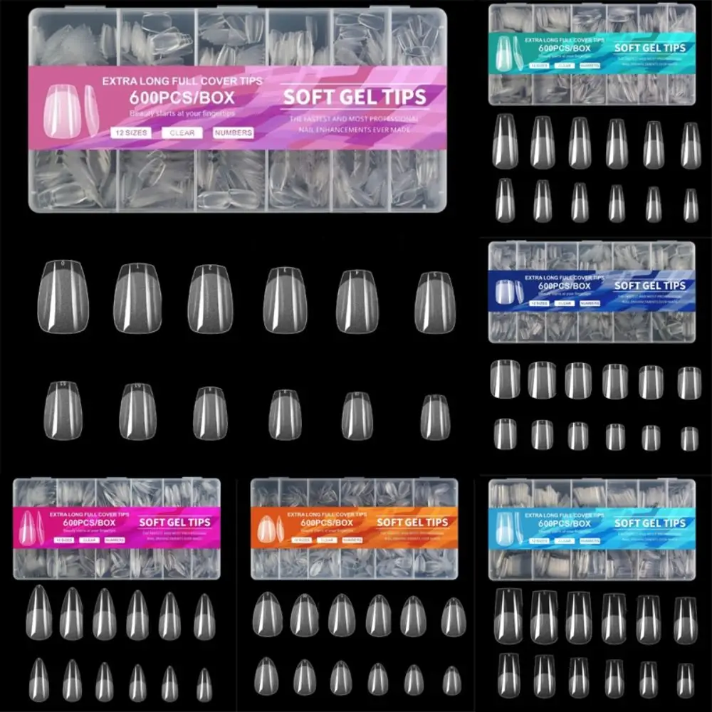 

600pcs/box Transparent Natural False Tips Extension Cover Artificial Fake Nails Finger Sculpted Manicure Tools Home DIY