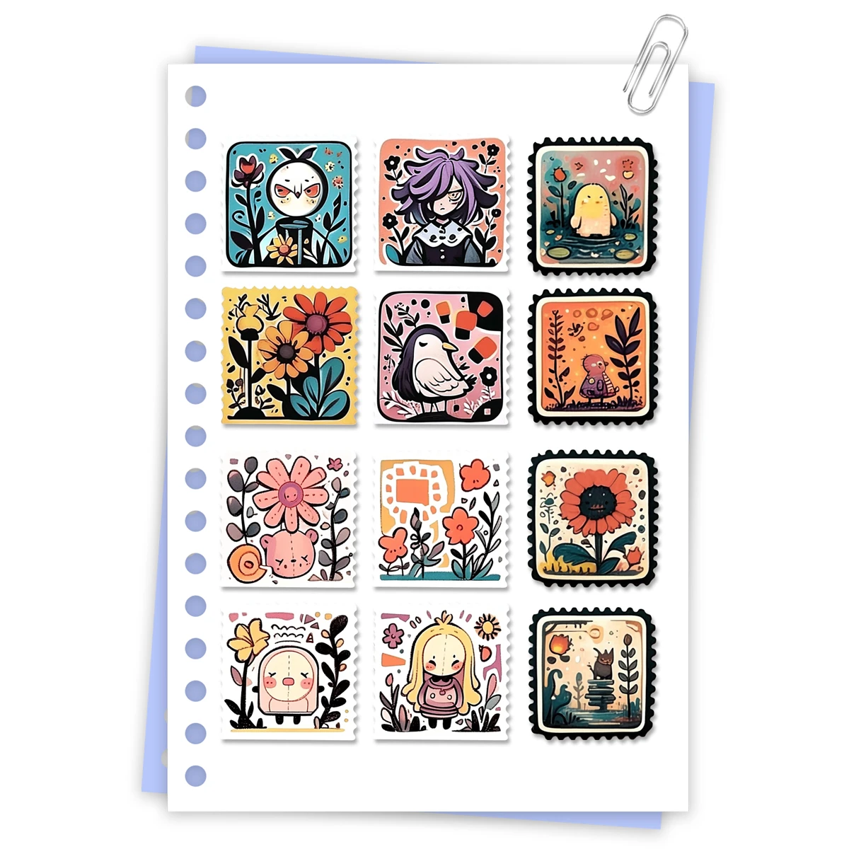 Decorative Stickers 50pcs Retro Stamp Stickers Cartoon Graffiti Style Waterproof