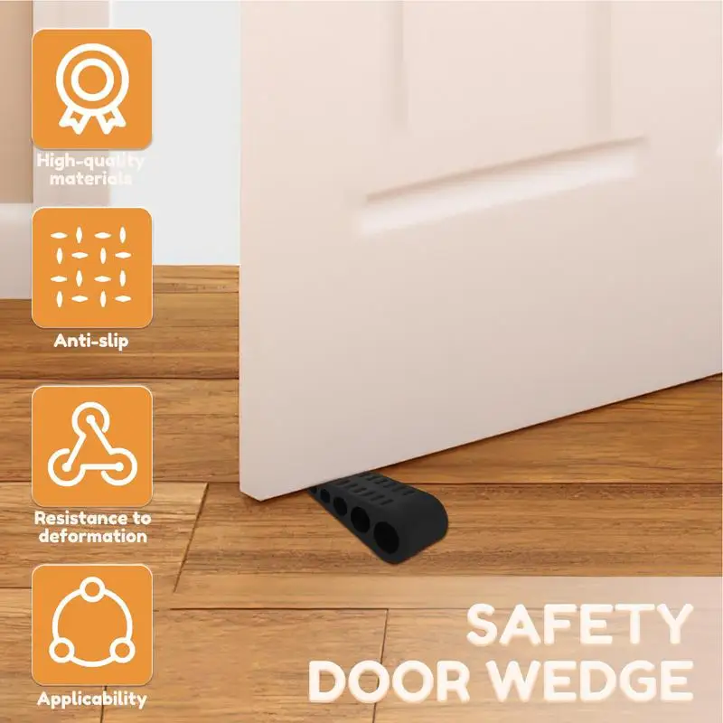 Heavy Duty Door Stopper Safe Rubber Door Wedge Reusable Wedge Stopper Stops For Wood Carpet Concrete Tile Stone