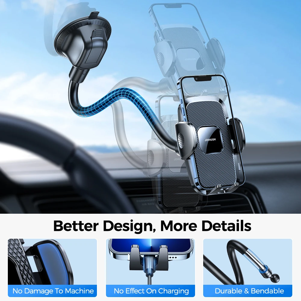 Joyroom Car Phone Holder Mount Flexible Long Arm Anti-Shake Phone Holder  Mount in Car Dashboard Air Outlet Car Holder For Phone - AliExpress