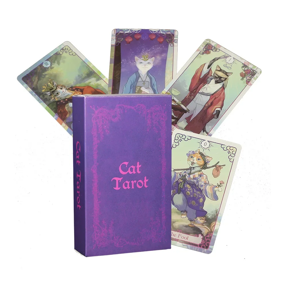 

12*7cm Auspice Purple Cat Tarot Card Ladies Decks Board Game Sorcery Tarot Cards Oracle